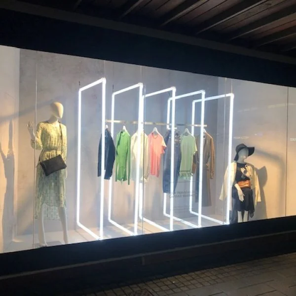Acrylic display walls with LED lighting
